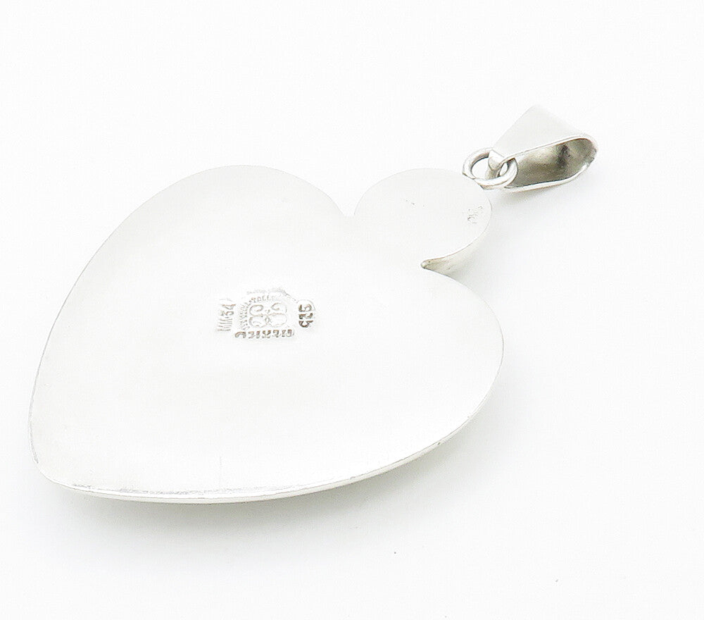 LOS BALLESTEROS 925 Silver  Vintage Shiny Hollow Love Heart Pendant  PT11981