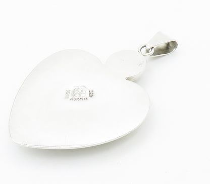 LOS BALLESTEROS 925 Silver  Vintage Shiny Hollow Love Heart Pendant  PT11981