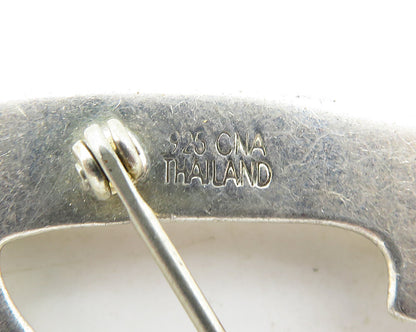 925 Sterling Silver  Vintage Shiny Smooth Hollow Design Brooch Pin  BP4192
