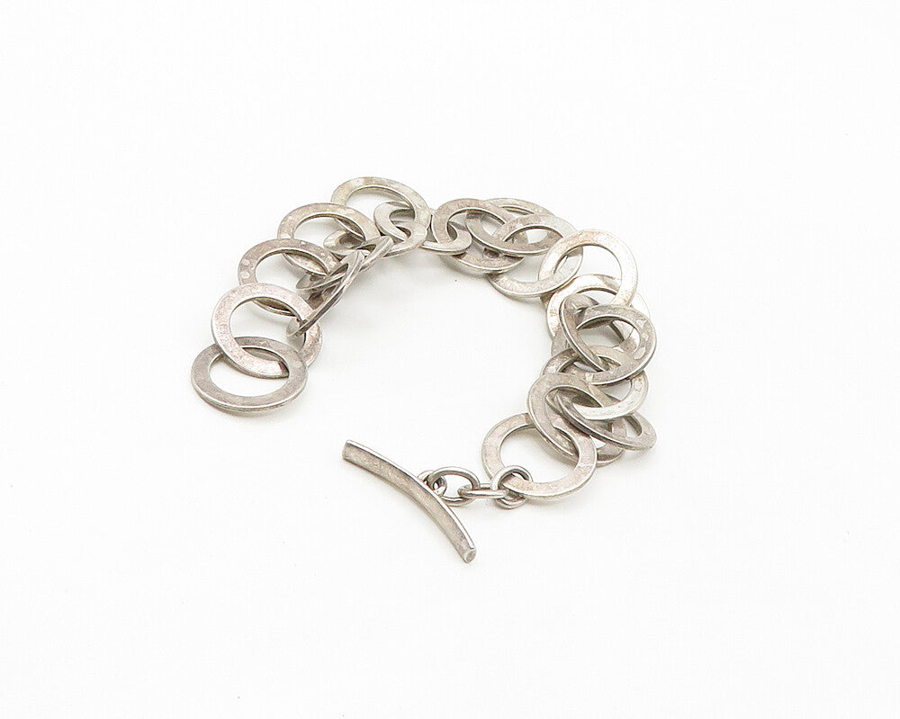 SILPADA 925 Silver  Vintage Dark Tone Smooth Circle Link Chain Bracelet BT6940