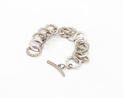 SILPADA 925 Silver  Vintage Dark Tone Smooth Circle Link Chain Bracelet BT6940
