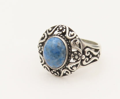 CAROLYN POLLACK 925 Silver  Vintage Floral & Swirl Sodalite Ring Sz 8  RG26402