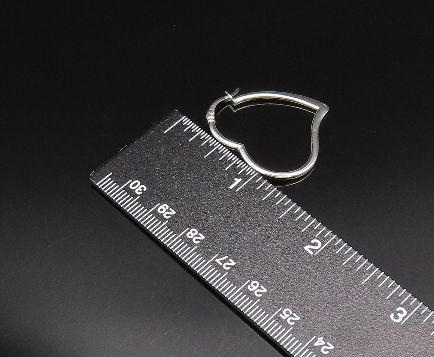 925 Sterling Silver  Vintage Minimalist Open Love Heart Hoop Earrings  EG12043