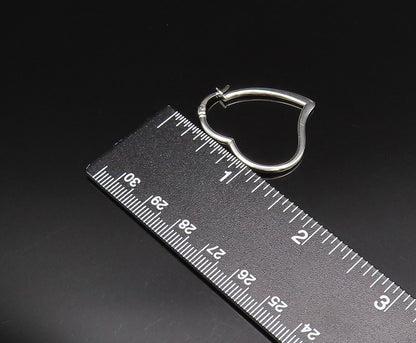 925 Sterling Silver  Vintage Minimalist Open Love Heart Hoop Earrings  EG12043