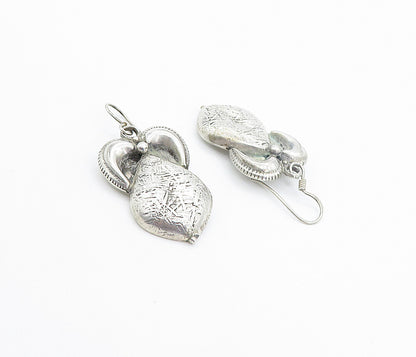 925 Sterling Silver  Vintage Antique Hollow Textured Dangle Earrings  EG3032
