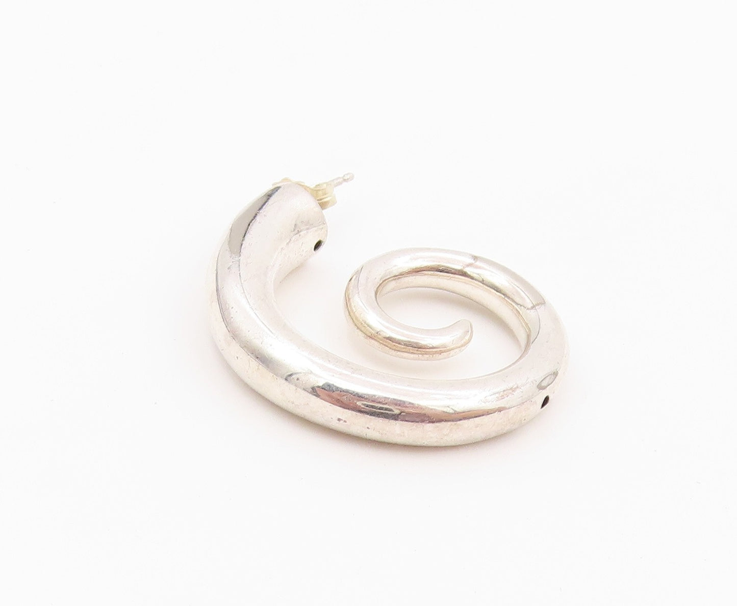 925 Sterling Silver Vintage Earrings Minimalist Polished Spiral Stud  EG14466