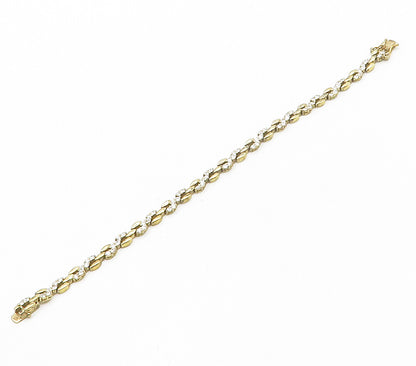 925 Sterling Silver  Petite White Topaz Gold Plated Chain Bracelet  BT6211