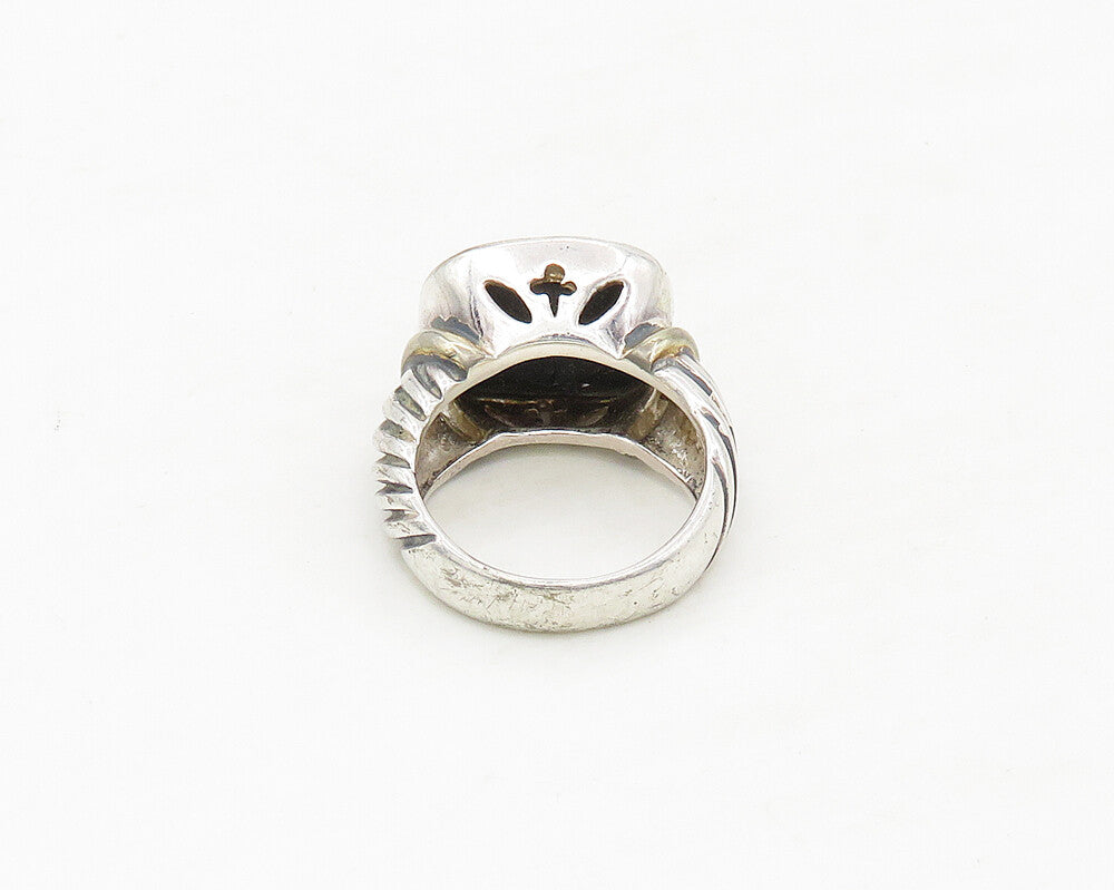 925 Sterling Silver  Black Hematite Shiny Twist Cocktail Ring Sz 7  RG17310