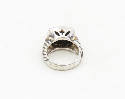 925 Sterling Silver  Black Hematite Shiny Twist Cocktail Ring Sz 7  RG17310