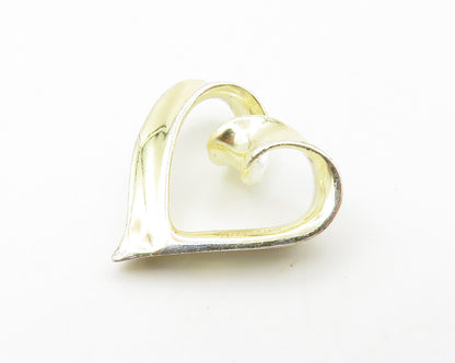 925 Sterling Silver  Vintage Shiny Open Love Heart Ribbon Pendant  PT11368