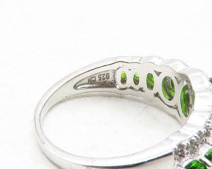 925 Sterling Silver  Peridot & Topaz Graduated Shiny Band Ring Sz 6  RG12229
