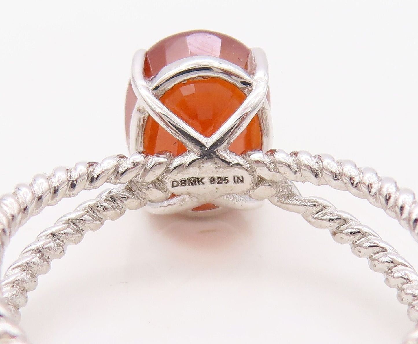 925 Sterling Silver Vintage Ring Designer Cutout x Oval Gemstone  Sz 7  RG30827