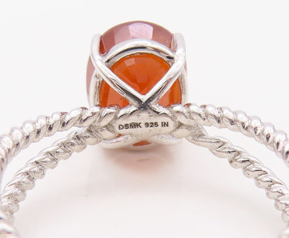 925 Sterling Silver Vintage Ring Designer Cutout x Oval Gemstone  Sz 7  RG30827