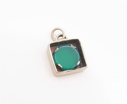 925 Sterling Silver Vintage Pendant Gemstone Geometric Serenity Charm  PT24857