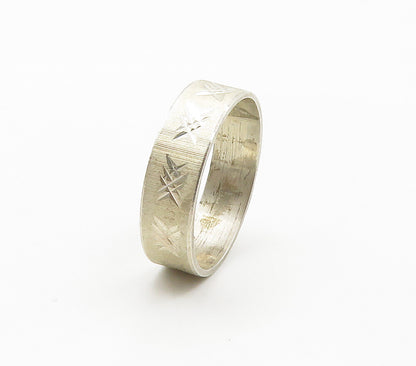 925 Sterling Silver  Vintage Shiny Etched Pattern Band Ring Sz 6  RG15477