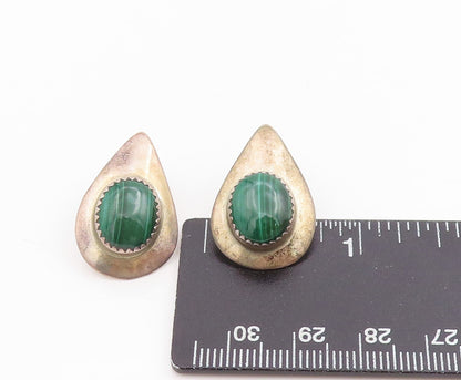 925 Sterling Silver Vintage Earrings MOQUINE NAVAJO Malachite Teardrops  EG13724