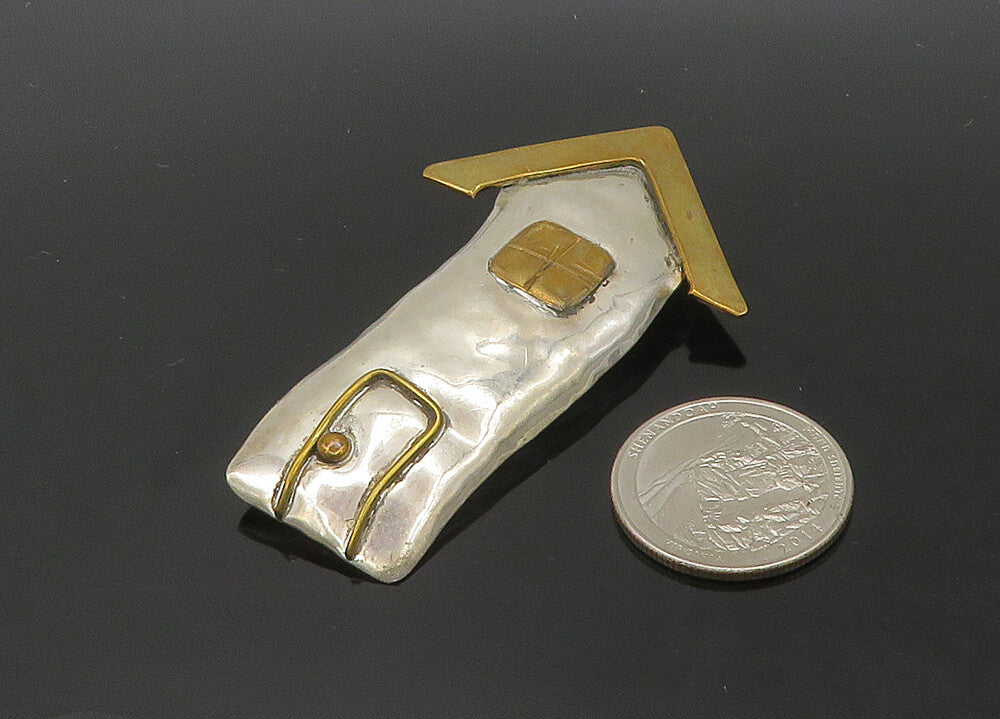 LOUIS BOOTH 925 Sterling Silver  Vintage Modernist House Brooch Pin  BP8273