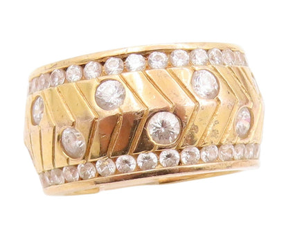 925 Sterling Silver Vintage Ring Gold Plated SONIA BITTON CZ Band  Sz 7  RG34753