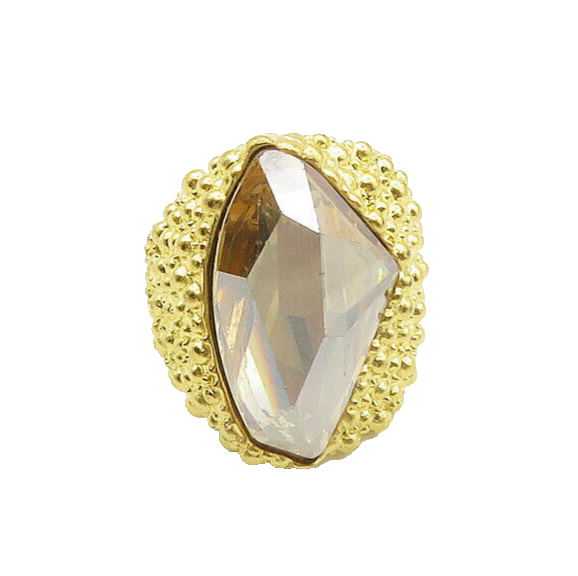 925 Sterling Silver  Faceted Topaz Gold Plated Cocktail Ring Sz 10  RG17241