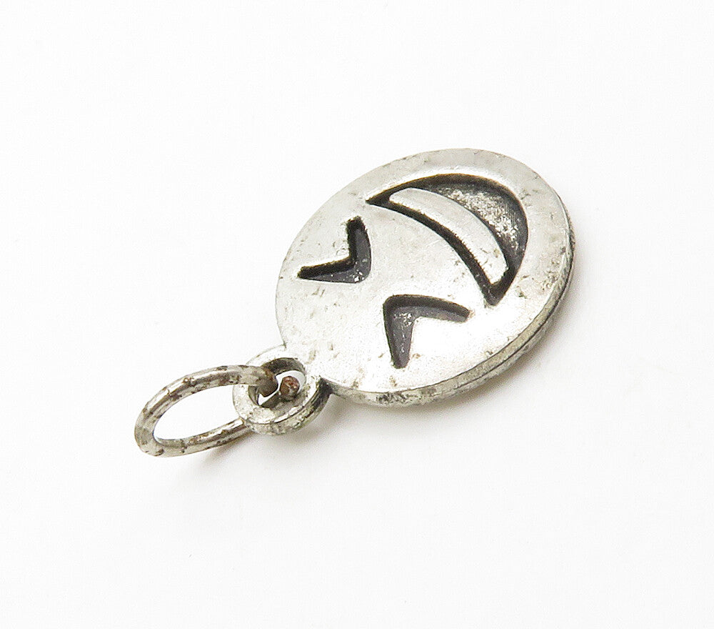 925 Sterling Silver  Petite Grinning Squinting Emoji Drop Pendant  PT13083