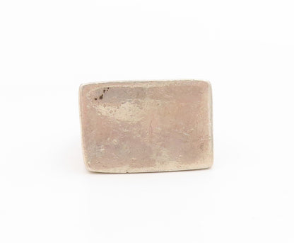 925 Sterling Silver Vintage Ring Bold Geometric Rectangle Signet Sz 7.5 RG36008