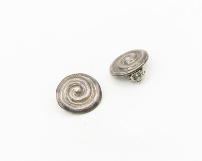MEXICO 925 Sterling Silver Vintage Spiral Non Pierce Drop Earrings  EG9412