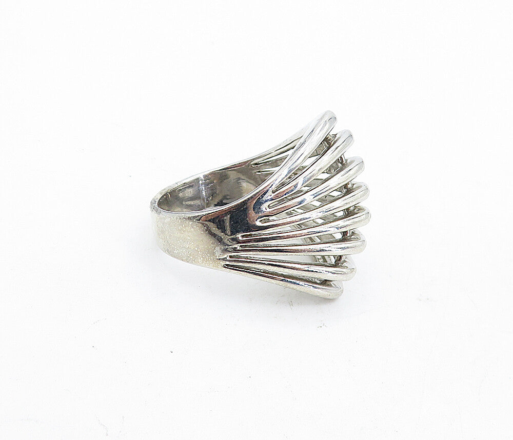 925 Sterling Silver  Vintage Shiny Pointed Split Dome Band Ring Sz 7  RG5576