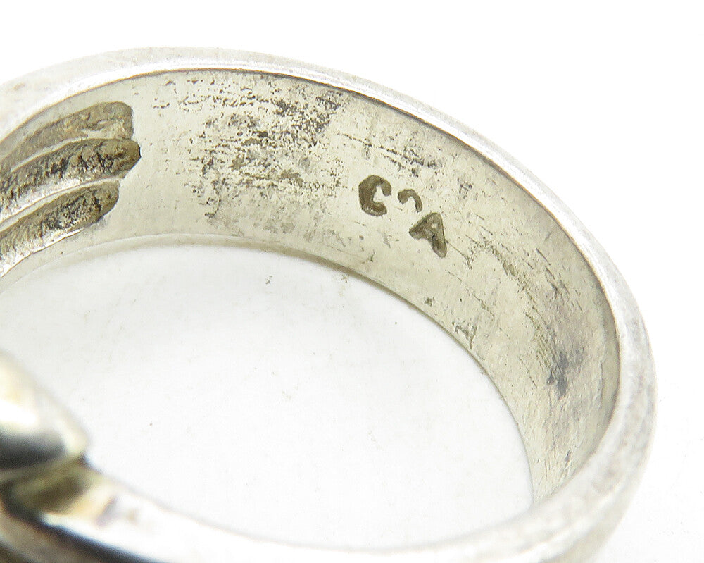 DAVID SIGAL 925 Sterling Silver  Vintage Shiny X Ribbed Band Ring Sz 6  RG9780