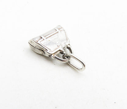 925 Sterling Silver  Vintage Petite Shiny Purse Handbag Motif Pendant  PT6895