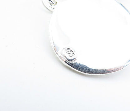925 Sterling Silver  Peridot Raised Design Round Shiny Dangle Earrings  EG2551