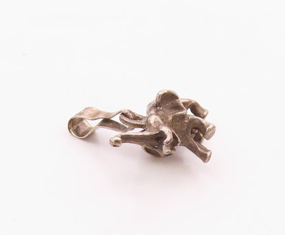 925 Sterling Silver  Vintage Petite Dark Tone Elephant Animal Pendant  PT19530