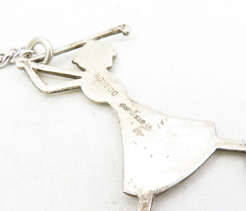 DOSKOW 925 Sterling Silver  Vintage Shiny Woman Playing Golf Key Chain  TR1474