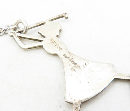 DOSKOW 925 Sterling Silver  Vintage Shiny Woman Playing Golf Key Chain  TR1474