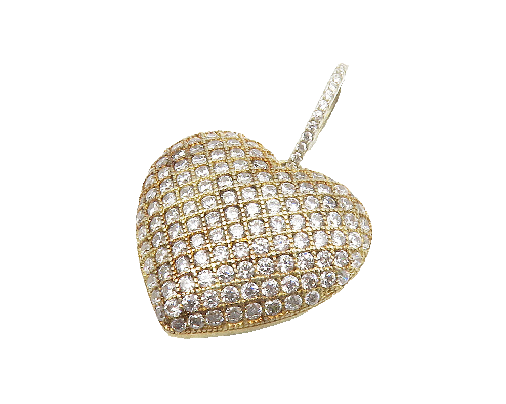 925 Sterling Silver  Cubic Zirconia Swirl Cutout Love Heart Pendant  PT10964