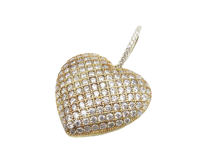 925 Sterling Silver  Cubic Zirconia Swirl Cutout Love Heart Pendant  PT10964