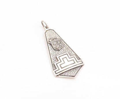 925 Sterling Silver Vintage Pendant Antique Etched Sorority Shield Drop  PT24174