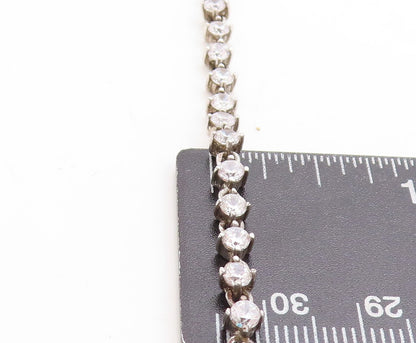 925 Sterling Silver  Vintage Topaz & Cubic Zirconia Chain Necklace  NE1126