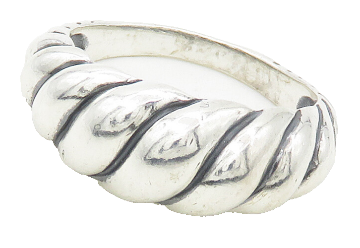 CAROLYN POLLACK 925 Silver  Vintage Shiny Twist Dome Band Ring Sz 8  RG16696