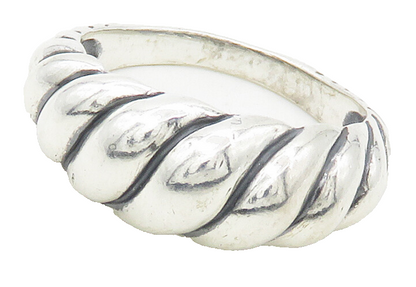 CAROLYN POLLACK 925 Silver  Vintage Shiny Twist Dome Band Ring Sz 8  RG16696