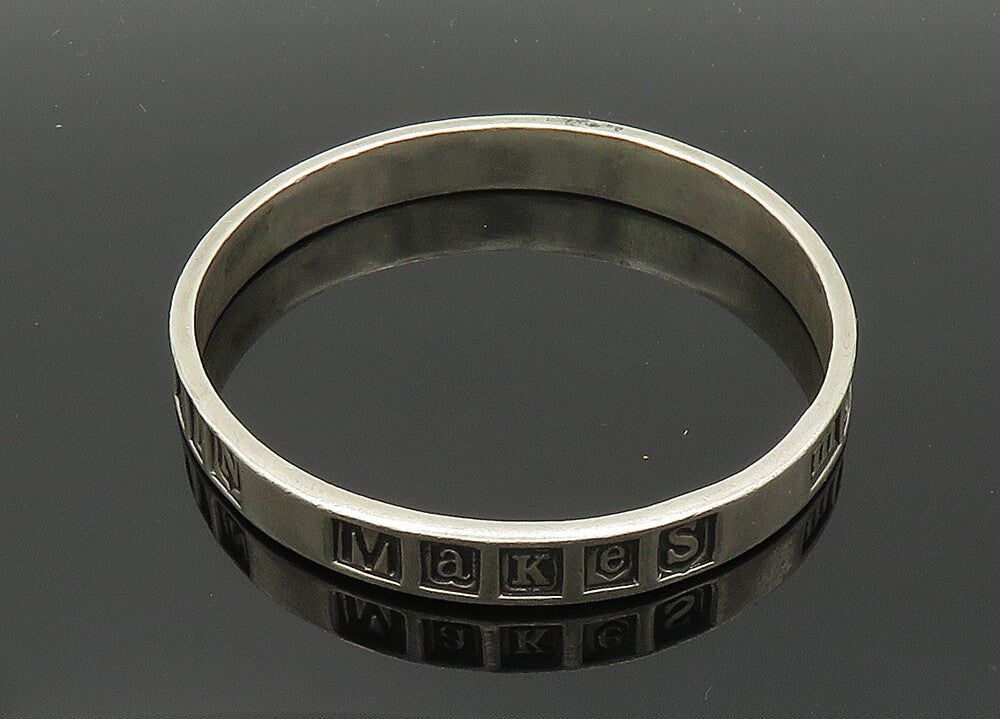 VASS LUDACER 925 Sterling Silver Vintage Latin Quote Rare Bangle Bracelet BT8146