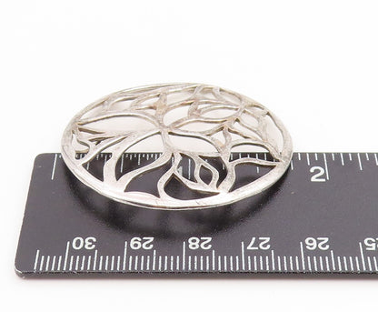 925 Sterling Silver Vintage Pendant Openwork Floral Design Cutout Medal  PT25662
