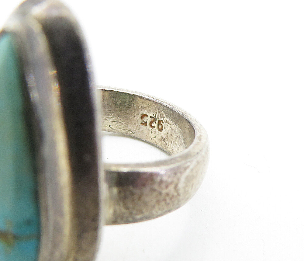 925 Sterling Silver  Vintage Turquoise Tear Drop Cocktail Ring Sz 6  RG6169