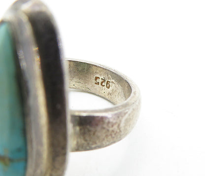 925 Sterling Silver  Vintage Turquoise Tear Drop Cocktail Ring Sz 6  RG6169