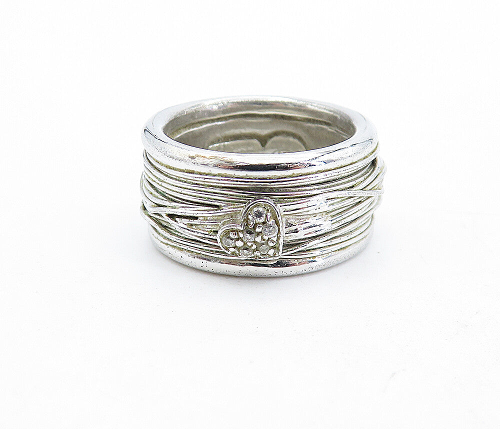 DESIGNER 925 Silver  Vintage Topaz Interlaced Wire Band Ring Sz 6  RG4690
