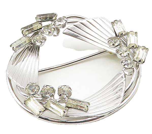 CARL ART 925 Sterling Silver  Vintage Topaz Floral Wreath Brooch Pin  BP6611