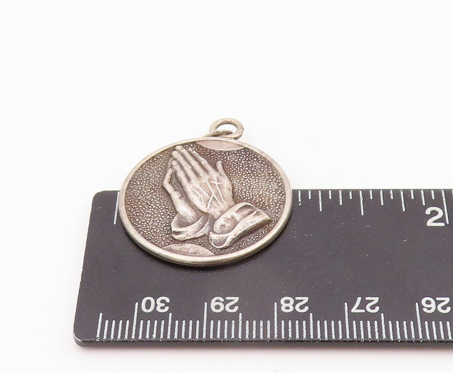 925 Sterling Silver Vintage Pendant Antique Religious Praying Hands  PT23915