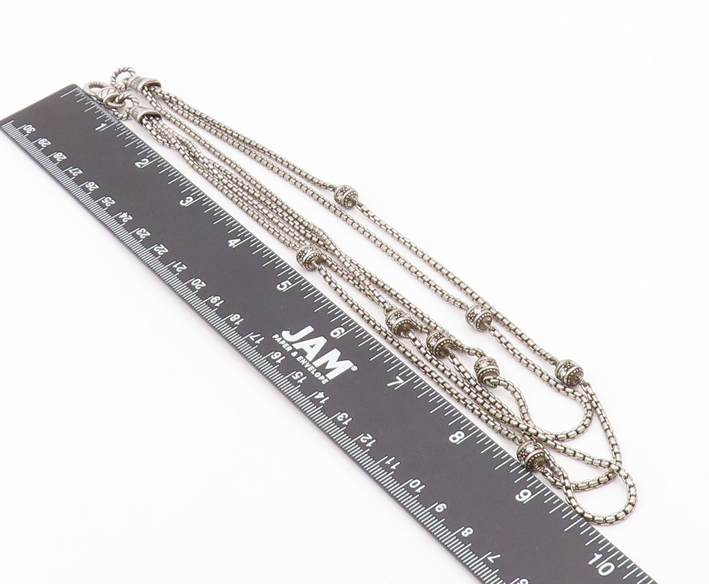 JUDITH RIPKA 925 Silver  Vintage Cubic Zirconia Ball Layered Necklace  NE3921
