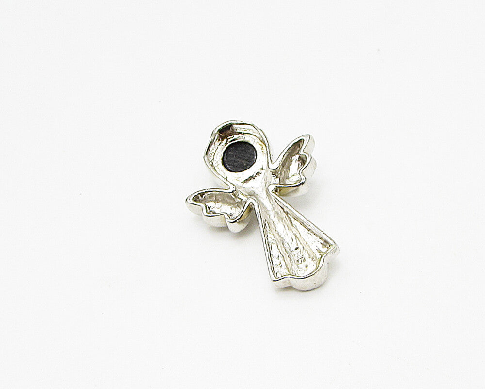 925 Sterling Silver  Cabochon Cut Black Onyx Angel Slider Pendant  PT1989