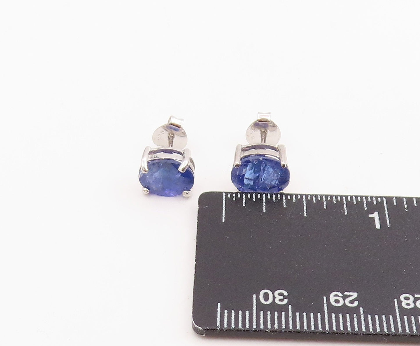925 Sterling Silver Vintage Earrings Minimalist Oval Cut Tanzanite Stud  EG13978