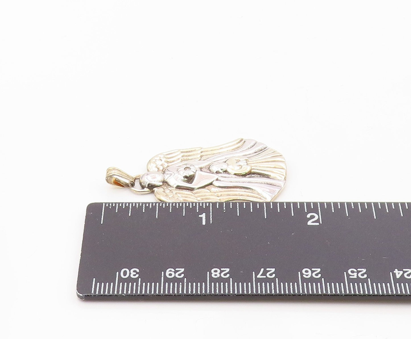 GORHAM 925 Silver  Vintage Genuine Diamond Praying Angels Pendant  PT21871